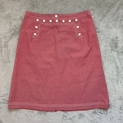 WORTH Short Skirt Pink A-Line Sailor Button Front Cotton Women's Size 6 NWT USA - Image 1 of 4