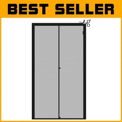 Black Adjustable Magnetic Screen Door for Door Widths 34''-38'' - Easy Install - Image 1 of 4