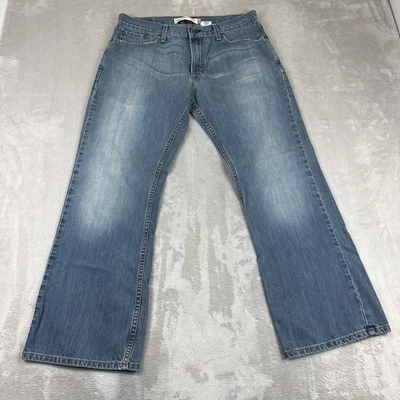 Jeans masculino Levi's 527 corte boot baixo tamanho 34x30 azul denim lavagem leve algodão - Imagem 1 de 4