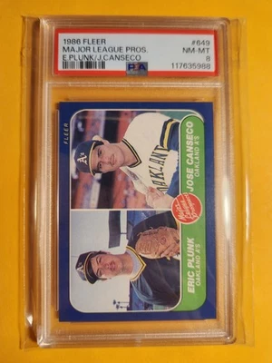 Graded NM/MT PSA 8 1986 Fleer Jose Canseco Rookie RC Trading Card #649 Athletics - Image 1 of 2