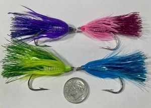 4 FLASH FLIES - 2/O. CHINOOK, SILVER SALMON / STEELHEAD. ALASKA, BC. FLY FISHING - Picture 1 of 1