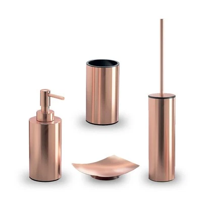 Kiamami Valentina Set 4 pezzi accessori bagno da appoggio colore rame | Copper - Immagine 1 di 2