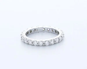 1.5 CT Certified Natural Diamonds F/VS1 Round Cut 14K Gold Classic Eternity Ring - Picture 1 of 4
