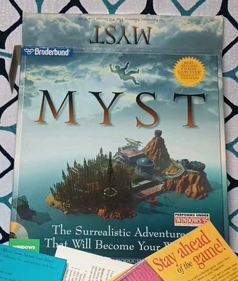 Myst - 1st Print Windows Release - Factory Sealed - Big Box PC - 1994 Brøderbund - Image 1 of 4