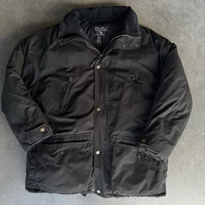Mens Eddie Bauer Goose Down Mountain Parka Size Large Jacket Coat black EUC - Picture 1 of 13