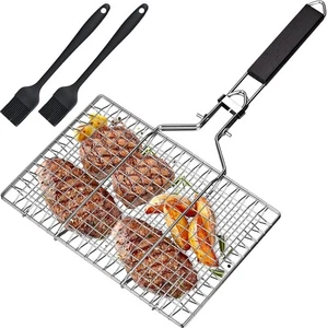 Griglia per barbecue, in acciaio inox, pieghevole, portatile, antiruggine - Foto 1 di 7