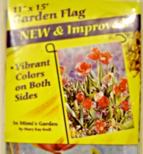 Spring GARDEN FLAG " IN MIMI'S GARDEN " 12.5 in X 18 in VIBRANT COLORS - Picture 1 of 2
