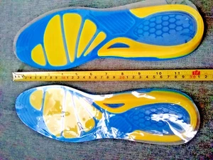 Men's Silicone Insoles Pads Cushions Foot Shoe Blue Yellow Gel Heel Arch Support - Picture 1 of 2
