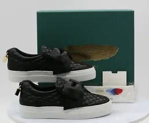BUSCEMI LADIES BLACK QUILTED LEATHER BOW SNEAKERS TRAINERS DESIGNER RRP Â£540 C - Picture 1 of 9