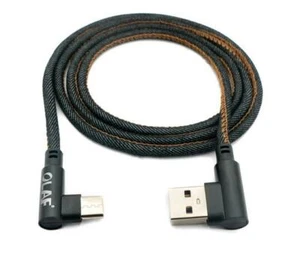 USB 3.1 Cable 100cm Type C Plug To 3.0 Type A Plug Braided Angle, Black - Zdjęcie 1 z 4