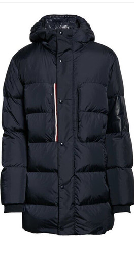 NUOVO piumino lungo Moncler da uomo Marceau blu navy taglia 2 #C2895