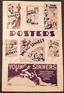 YOUNG SINNERS PRESS BOOK 1936 Film 4 pages Original 1936 Movie Poster Art