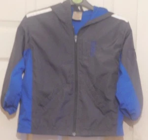 Pre-owned NIKE Boys Light Spring Windbreaker Jacket W/Hood M (6) Charcoal/Blue - Picture 1 of 4