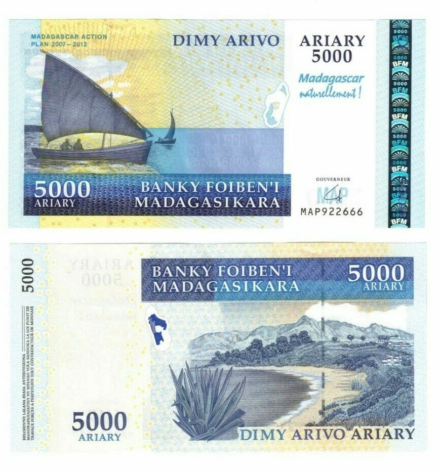 2007 Madagascar P94 5000 Ariary banknote UNC Commemorative - Image 1 of 1