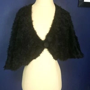 Women’s Black Roommates Eyelash Cape Evening Cocktail NWT size medium. - Picture 1 of 7