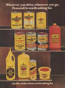 1976 Pennzoil Motor Oil - Worth Asking For - Various Cans Shelf - Print Ad Photo - Picture 1 of 1