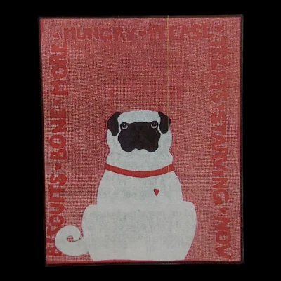Hungry Pug Dog Applique Quilt Pattern - 18x22 Cute Funny Food Biscuit Treat Bone - Image 1 of 3