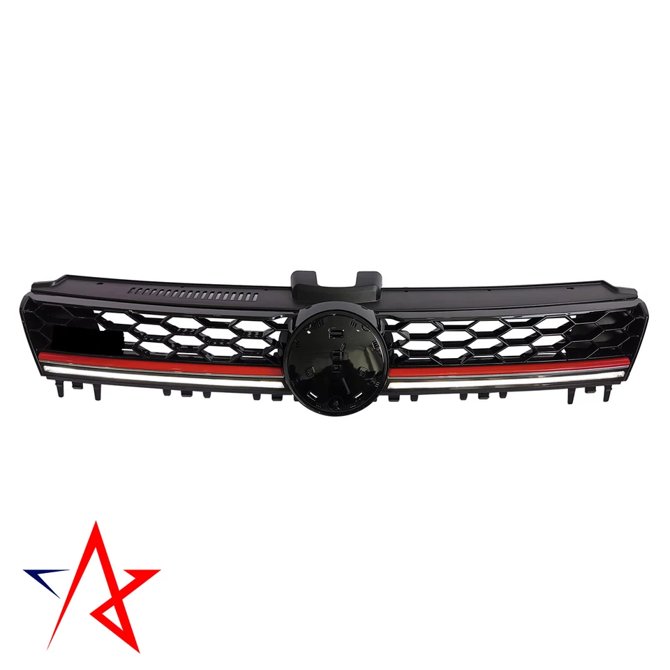 Sport radiator grille honeycomb black gloss red strip for VW Golf 7 VII 12-17 - Image 1 of 1