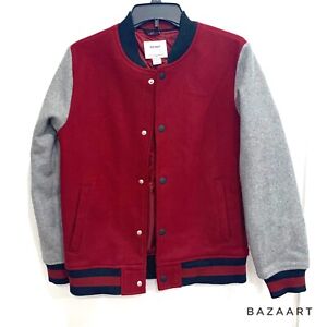 OLD NAVY boy’s snap front varsity jacket size XL(14-16) maroon HG