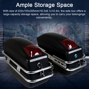 Universal Rear Motorcycle Hard Trunk Saddlebags Saddle Bags Side Box 1 Pair AU - Picture 1 of 10