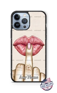 Lips Middle Finger gesture Personalized Phone Case Cover for iPhone Samsung gift - Picture 1 of 11