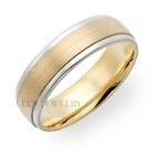 10K TWO TONE GOLD MENS WEDDING BANDS RINGS SATIN FINISH 6MM