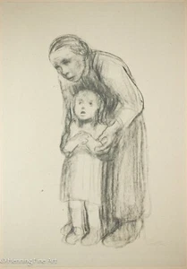 Rare Kathe Kollwitz Original Collotype Lithograph "Zeichnung Zur Lithographie" - Picture 1 of 6
