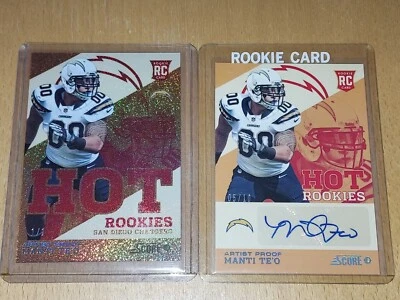 Manti Te'o LOT 1/1 5/10 2013 Score Hot Rookies Showcase Artist's Proof Autograph - Image 1 of 2