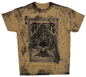 Affliction Clothing Men's T-Shirt High Stakes Felt Graphic Wood Dip Dye Tee - Picture 1 of 7