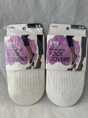 DOS pares de fundas para pies L'Eggs masaje para mujer zapatos talla 5-9 blanco A20-2 Foto 1 de 4