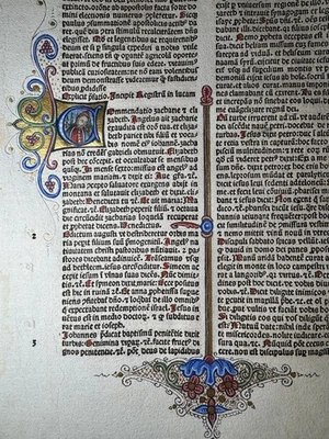 MUY RARA HOJA BÍBLICA INCUNABLE DEL SIGLO XV Venecia, 1482 - Lucas - Iluminada Foto 1 de 4