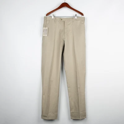 Pantalones Brioni Moena Algodón Puro Beige 40US/50IT NUEVOS CON ETIQUETAS $1075 Foto 1 de 4