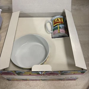 RARE VTG 1987 Diner Block SPAL Portugal Eat N' Drink 4-Mug Set ~Rodney Greenblat - Picture 1 of 8