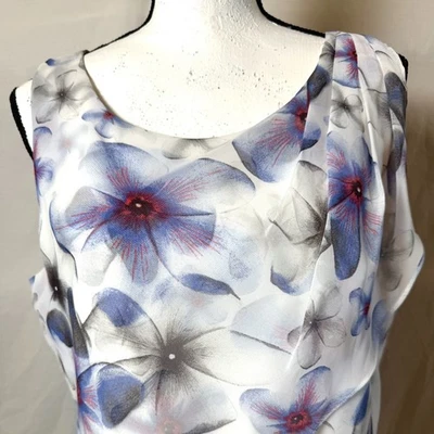 Vestido lápiz floral púrpura con volantes LAUREN CONRAD para mujer talla 14 Foto 1 de 4