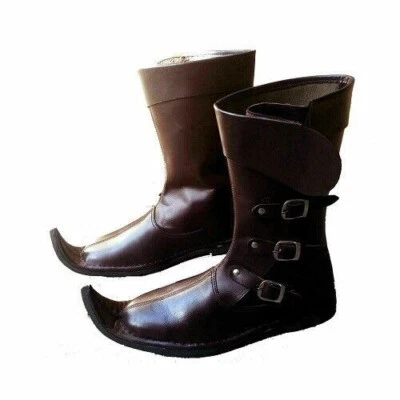Mens Leather Boots Vintage Medieval Armour Boots Shoes - Image 1 of 2