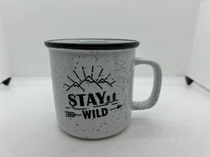 Ceramic Coffee Mug Tea BIG Cup STAY WILD Black Speckle Camping Members Mark 20oz - Picture 1 of 9