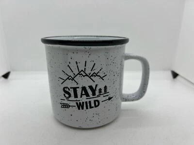 Ceramic Coffee Mug Tea BIG Cup STAY WILD Black Speckle Camping Members Mark 20oz - Image 1 of 4