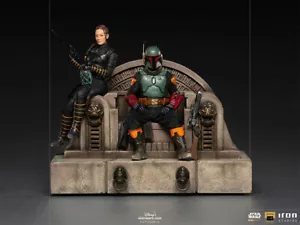 IRON STUDIOS Star Wars Book of Boba Fett & Fennec Shand on Throne DELUXE Statue - Picture 1 of 7