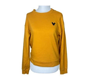 Disney H&M Mickey Mouse Sweater Womens Small Mustard Yellow Sweatshirt Pullover - Picture 1 of 8