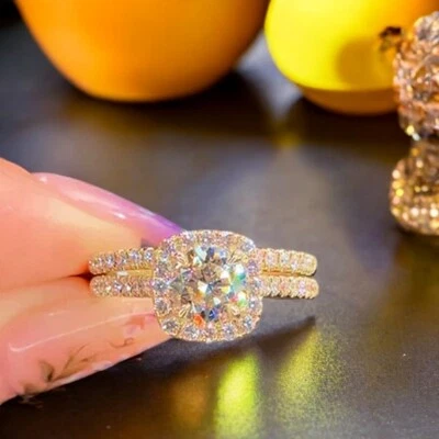 Round Cut Diamond Ring 14K Yellow Gold IGI 2 Ct Lab Created Christmas Sale - Image 1 of 4