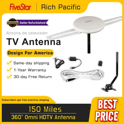 Antena Omni HDTV 360° | 150 millas | 4K 1080P | poste para interior/exterior/RV/ático Foto 1 de 4