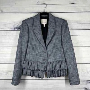 Rebecca Taylor Damenjacke Größe 8 schwarz Slub Anzug Blazer - Bild 1 von 8
