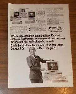 Seltene Werbung ZENITH DATA SYSTEMS Z-386/25 Z-248/12 286 Personal Computer 1989 - Picture 1 of 1