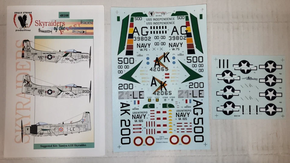 1/48 EAGLE STRIKE FOGLIO DECALS NUMERO 48108 SKYRAIDERS OF THE FLEET - Immagine 1 di 1