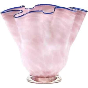 Lavendel Kunstglas Vase mit Kobaltblau Rüschen - Bild 1 von 14