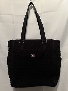 Vera Bradley Classic Tote Bag Black Quilted Microfiber Shoulder Purse Handbag