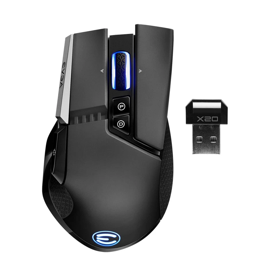 EVGA X20 Wireless Gaming Mouse 16000 DPI RGB Customizable 5 Profiles Black - Image 1 of 4