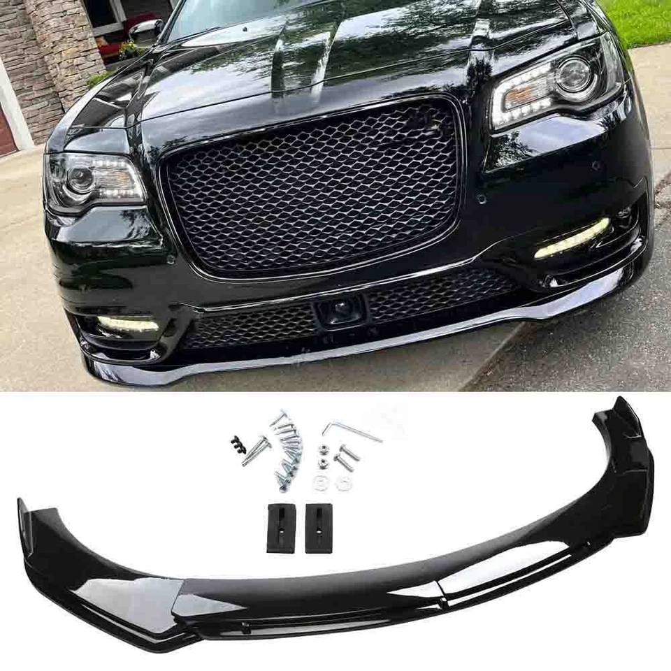 For Chrysler 300 2005-2020 Front Bumper Lip Splitter Spoiler Chin Kit Gloss Blk Foto 1 de 4