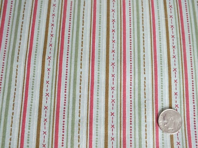 1.5 yard yd WINTER VILLAGE STRIPE Putty cotton quilting fabric vintage RJR 2015 - Image 1 of 4