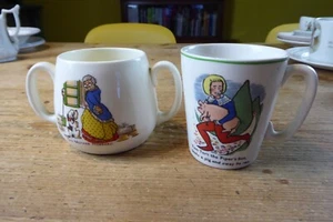 2 x 1960's Nursery Rhyme Children's Cups/Mugs Mother Hubbard/Tom Tom - Picture 1 of 5